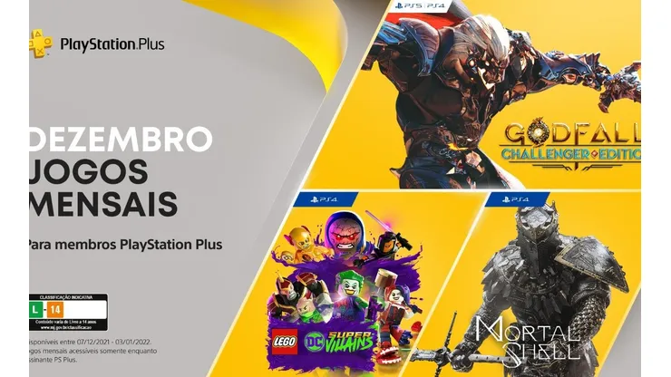 PS Plus de dezembro conta com Godfall: Challenger Edition, Lego DC Super-Villains e Mortal Shell