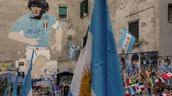 Foto: getty Images - Mural em homenagem a Maradona, em Napoles.