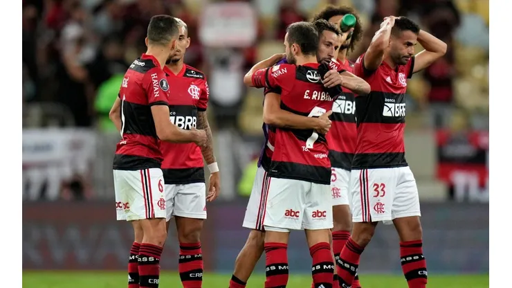 Jogadores do Flamengo comemoram gol pela Copa Libertadores (Foto: Getty Images)