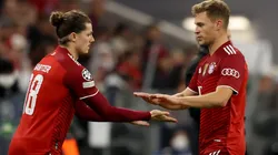 Alexander Hassenstein/Getty Images - Joshua Kimmich em jogo do Bayern München, junto com Sabitzer.