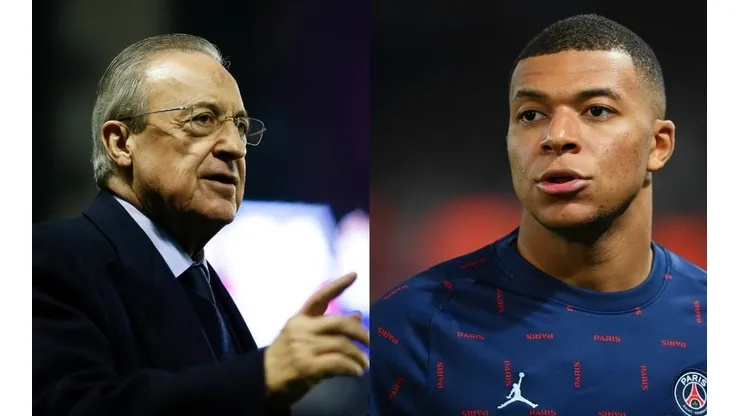 Foto Florentino Pérez: Eric Alonso/Getty Images e Foto Kilyan Mbappé: Matthias Hangst/Getty Images