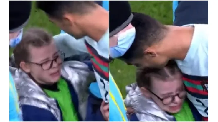 Cristiano Ronaldo deu camisa a torcedora mirim que invadiu o gramado