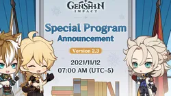 Genshin Impact terá Programa Especial da Nova Versão 2.3 na próxima sexta (12)