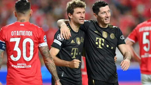 Jogadores do Bayern comemoram gol contra o Benfica (Foto: Getty Images)