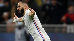 Benzema comemora gol pela França na final da Nations League contra a Espanha (Getty Images)