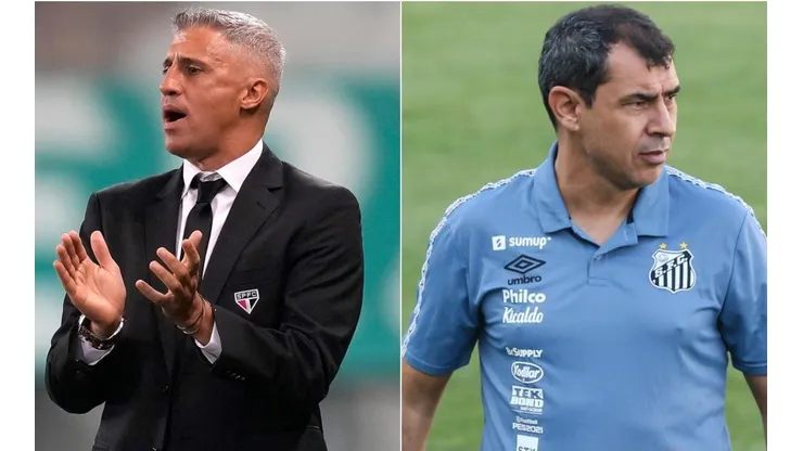 Hernán Crespo e Fábio Carille, treinadores de São Paulo e Santos (Foto: Getty Images e Luiz Erbes/AGIF)
