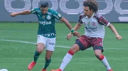 Última partida entre Palmeiras e Flamengo teve a configuração de uniforme que será usada na final da Libertadores (Foto: Marcello Zambrana/AGIF)