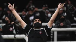 Torcedor empurra o Corinthians diante do Bahia, pelo Campeonato Brasileiro. Foto: Ettore Chiereguini/AGIF