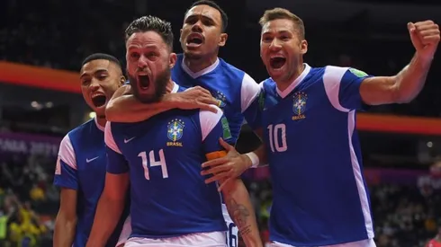 Rodrigo comemorando o gol no jogo contra o Marrocos. (Foto: Reprodução)