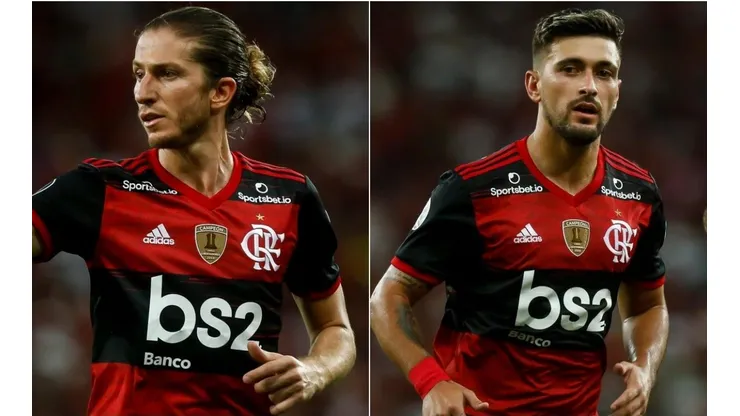 Filipe Luís e De Arrascaeta, jogadores do Flamengo (Foto: Getty Images)