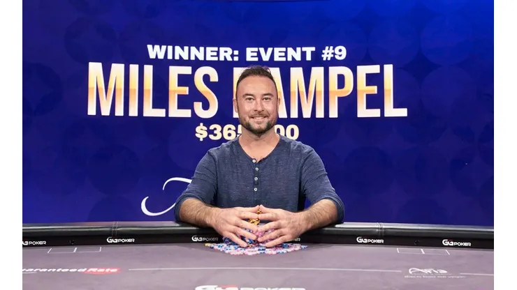 Foi a primeira premiação de Miles Rampel em um torneio ao vivo (Foto: Poker Go)