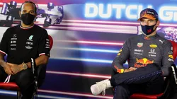 Hamilton e Verstappen, em foto feita no GP da Holanda, neste ano. (Foto: Getty Images)
