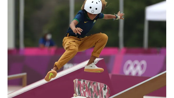 Na foto, Rayssa Leal, que foi prata nas Olimpíadas de Tóquio, na categoria street do skate. (Foto: Getty Images)