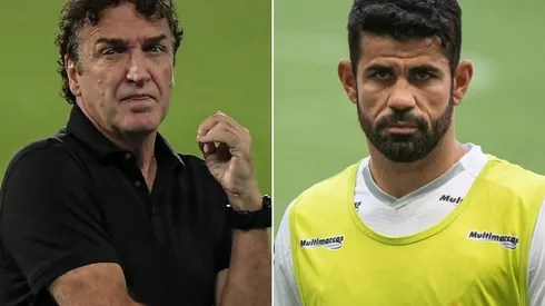 Cuca e Diego Costa: técnico avaliou a presença do centroavante como titular do Galo (Fotos: Thiago Ribeiro/AGIF e Kely Pereira/AGIF)