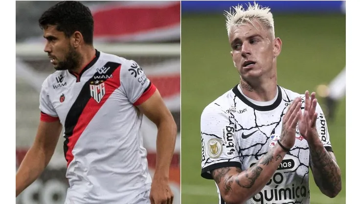 Atlético-GO e Corinthians se enfrentam neste domingo (Foto: Robson Mafra/AGIF e Ettore Chiereguini/AGIF)