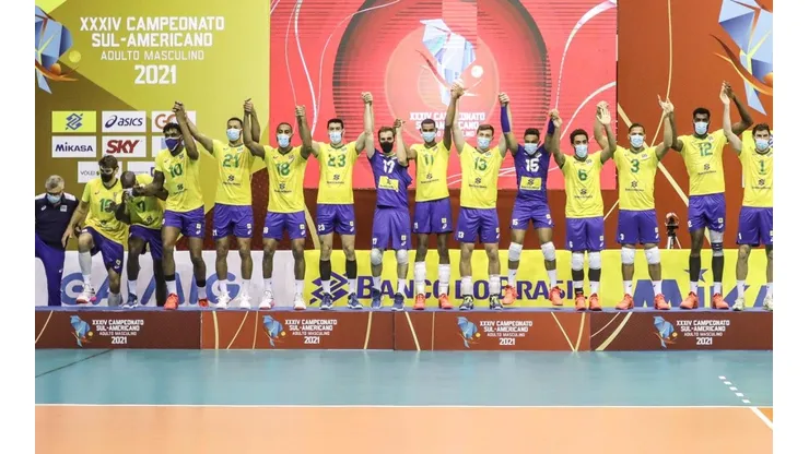 Brasil é campeão do Campeonato Sul-Americano, com Bruninho considerado o MVP do evento (Foto: Willliam Lucas/Inovafoto/CBV)