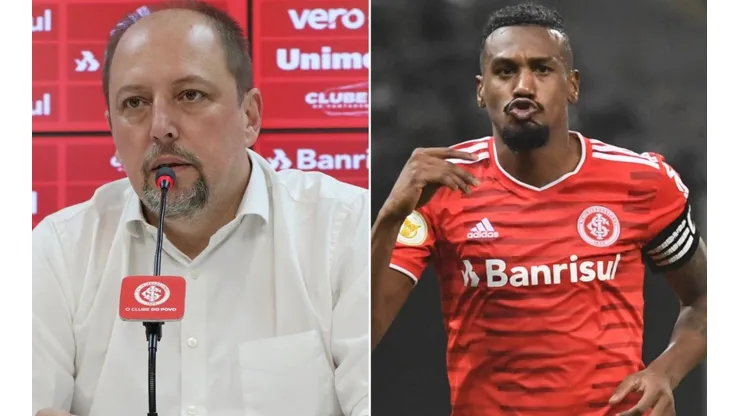 Barcellos e Edenilson: presidente garante permanência do meia (Fotos: Ricardo Duarte/Internacional/Divulgação)