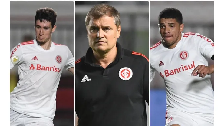 Dourado e Taison: volante está suspenso e meia-atacante é dúvida (Fotos: Ricardo Duarte/Inter/Divulgação)