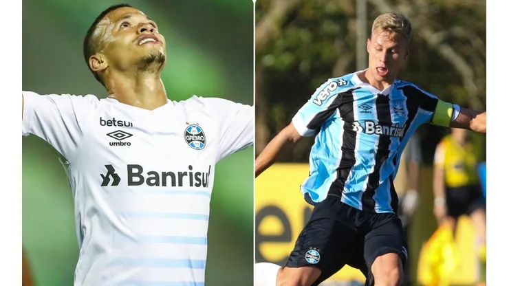 Darlan e Ronald: dois dos jovens volantes que vêm sendo formados no Tricolor (Fotos: Lucas Uebel/Grêmio/Divulgação e Rodrigo Fatturi/Grêmio/Divulgação)