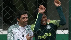 Abel Ferreira e Luiz Adriano: atacante vem sendo pouco utilizado (Foto: Cesar Greco/Palmeiras/Divulgação)