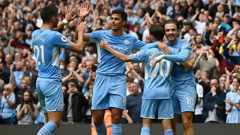 Jogadores do City comemoram gol de Jack Grealish (Getty Images)