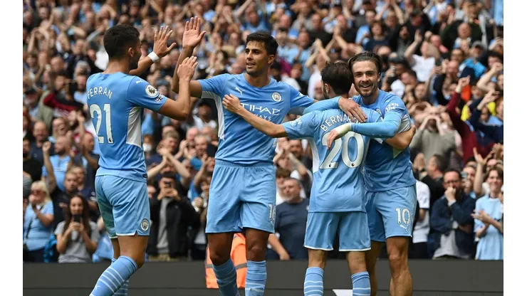 Jogadores do City comemoram gol de Jack Grealish (Getty Images)