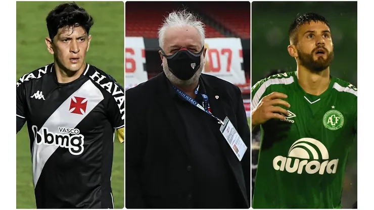 Dirigente respondeu sobre uma série de nomes (Fotos: Thiago Ribeiro/AGIF, Rubens Chiri/saopaulofc.net/Divulgação e Renato Padilha/AGIF)