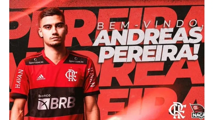 Andreas Pereira é anunciado como novo reforço do Flamengo. (Foto: Reprodução)