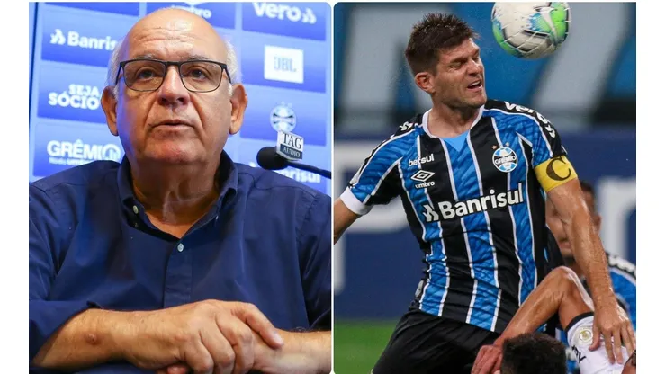 Romildo e Kannemann: presidente atualizou situação do gringo (Fotos: Lucas Uebel/Grêmio/Divulgação e Fernando Alves/AGIF)