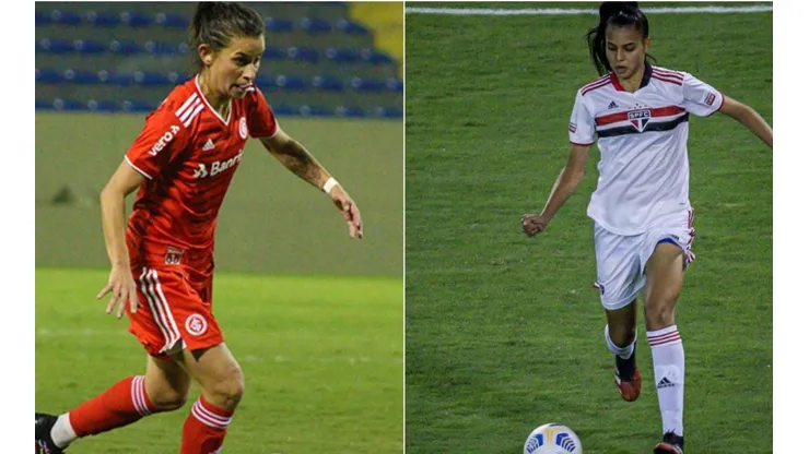 Duelo entre Inter X São Paulo fecha os jogos de ida das quartas do Brasileirão Feminino. (Fotos: Reprodução Twitter e Instagram)