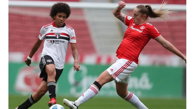 O São Paulo venceu o Inter na tarde desta segunda; era o duelo que faltava para fechar os jogos de ida das quartas de final do Brasileirão Feminino. (Foto: Reprodução Twitter Brasileirão Neoenergia)