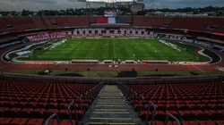 Vista do gramado do Estádio do Morumbi das arquibancadas. Previsão de que as torcidas voltem ao estádios a partir de novembro (Getty Images)