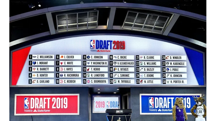 Painel com as escolha do Draft de 2019 da NBA. Edição de 2021 vai ao ar nesta quinta-feira, 29 (Getty Images)