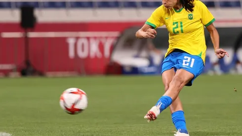Andressa Alves marcou um belíssimo gol de falta ainda no primeiro tempo | Crédito: Getty Images