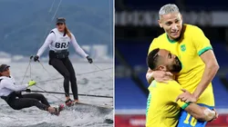 Martine Grael e Kahena Kunze e Richarlison e Matheus Cunha. Brasileiras adentram as águas na vela enquanto a dupla de ataque busca a vitória no futebol (Getty Images)