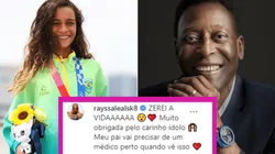 A resposta de Rayssa a Pelé. (Fotos: Getty Images)