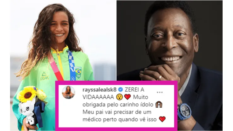 A resposta de Rayssa a Pelé. (Fotos: Getty Images)