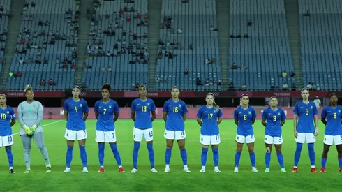 A Seleção feminina, no último jogo válido pelas Olimpíadas, que foi contra a Holanda. (Foto: Getty Images)