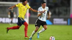 Argentina e Colômbia se enfrentando nas eliminatórias para a Copa do Mundo de 2022. Foto: Marcelo Endelli/Getty Images.