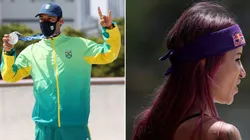 Kelvin Hoefler e Letícia Bufoni: skatistas brasileiros aparentam ter alguma "treta" e mostram um pouco do racha no skate brasileiro (Foto: Getty Images)