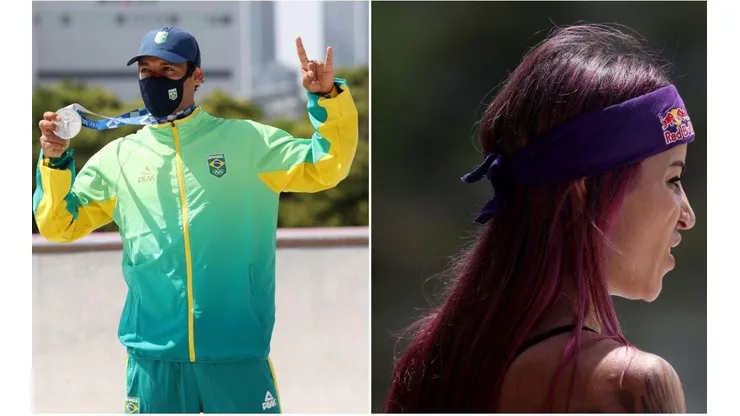 Kelvin Hoefler e Letícia Bufoni: skatistas brasileiros aparentam ter alguma "treta" e mostram um pouco do racha no skate brasileiro (Foto: Getty Images)