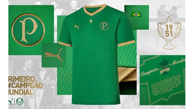 Em comemoração aos 70 anos do título de 1951, Palmeiras lança camisa comemorativa. (Foto: Twitter Palmeiras)