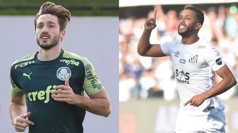 Montagem: fotos de César Greco e Ivan Storti/Santos FC