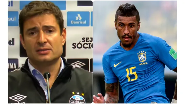 Cerri: dirigente não confirmou interesse em Paulinho (Fotos: Reprodução Grêmio TV e Ale Cabral/AGIF)