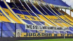 Faixa em homenagem a Messi na Bombonera