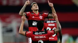 Jogadores do Flamengo comemoram gol pela Copa Libertadores (Foto: Getty Images)