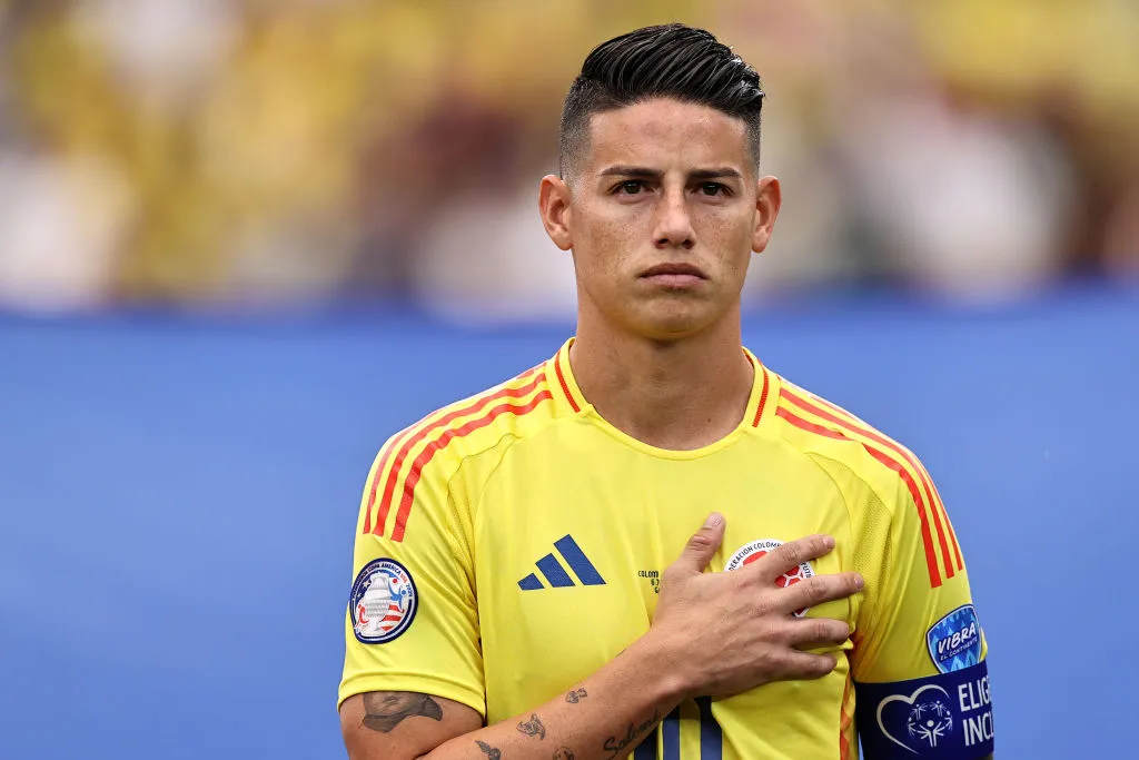 James Rodríguez em jogo da Colômbia. Omar Vega/Getty Images.