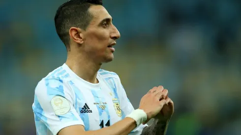 Di María comemora o gol que vai dando a vitória à Argentina (Foto: Getty Images)