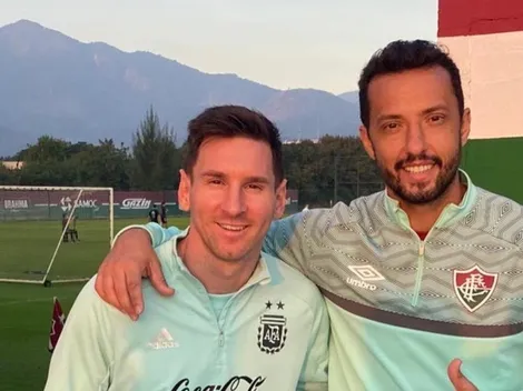 Perfil do Fluminense tira onda e eleva patamar de Nenê durante visita de Messi ao CT