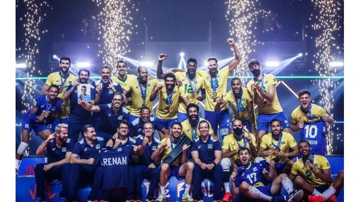 Brasil festeja título da Liga das Nações. (Foto: Divulgação)